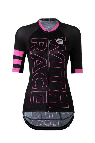 Elite Cycling Jersey - Women's - Short Sleeve - BLUE OUTLINED LETTER