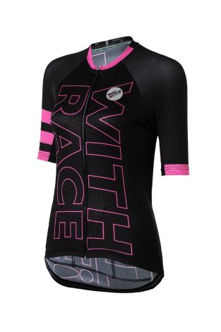Elite Cycling Jersey - Short Sleeve - Women's - BLUE OUTLINED LETTER