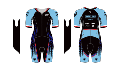Elite Race Suit CUSTOM Women's 1PC Middle Sleeve - 7 inch Inseam - FEISTY FOX